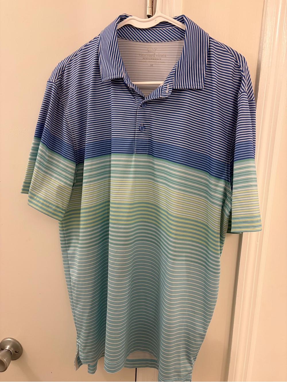 NWOT Vineyard Vines Blue & Aqua Striped Men’s Polo - Size M